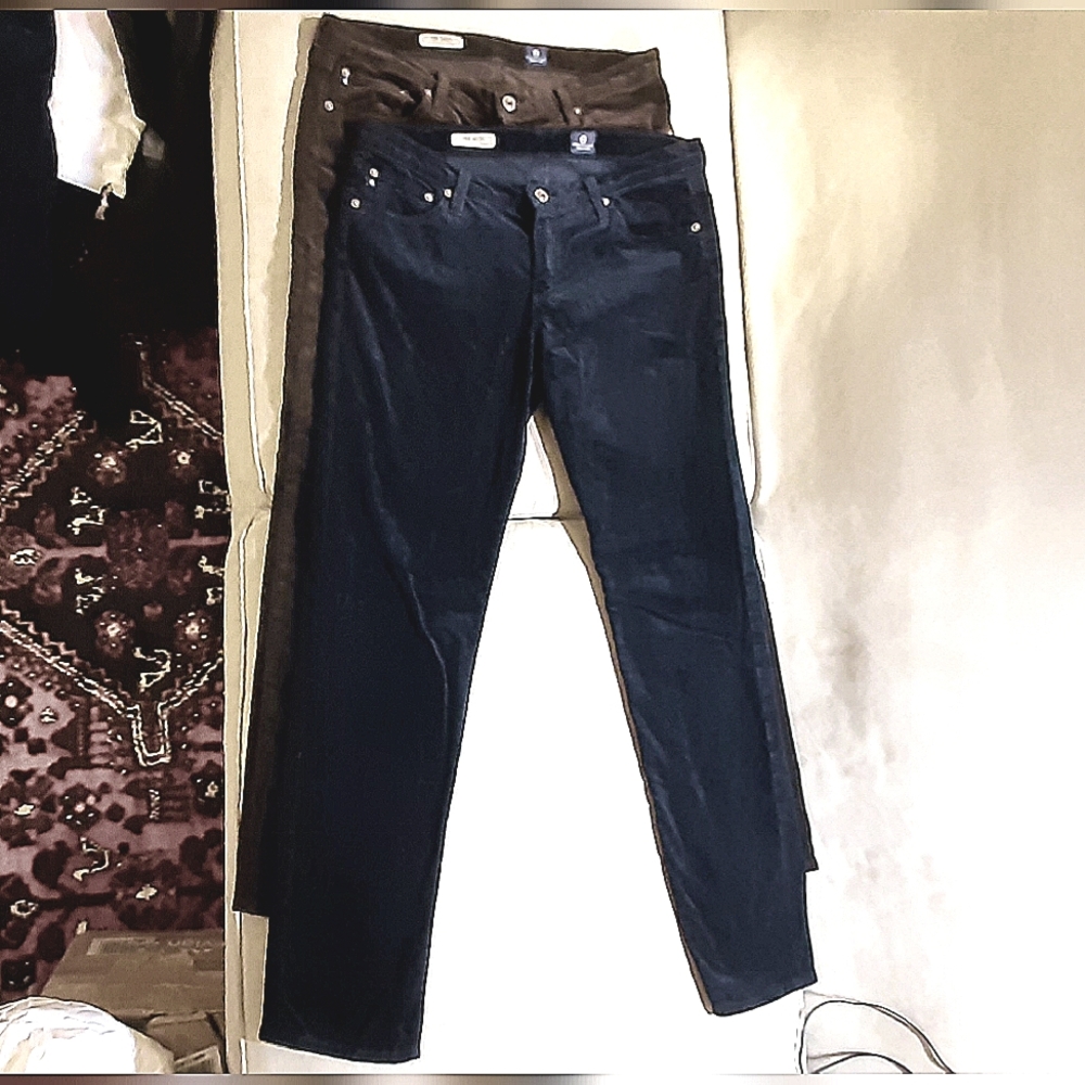 AG Adriano Goldschmied | Blue Corduroy Cigarette Fit Jeans